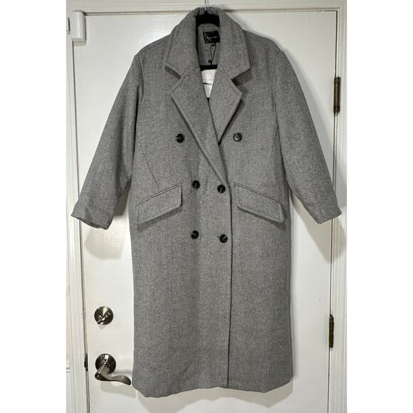 Line and Dot Paola Coat Heather Grey Wool Blend Size Small NWT Button Closure - Picture 2 of 16